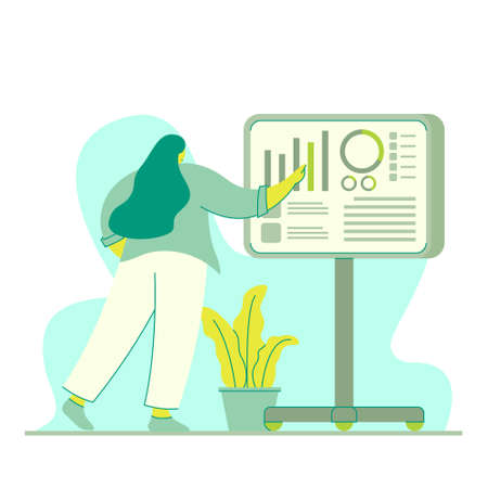 Women Calculating and Analyze Statistic of Corporate Financeのイラスト素材