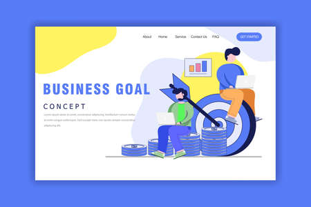 Flat Design Concept of Business Goal, Target, Goal Achievement.Vector Illustration Flat Design for Website, Banner and Business Presentationのイラスト素材