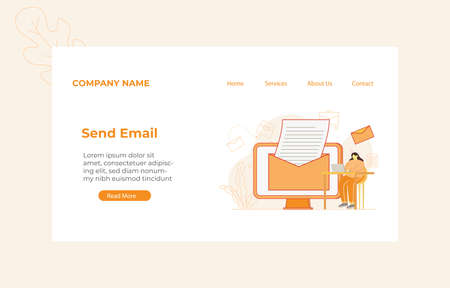 Landing Page Send Email Concept illustration for Web design, landing page, banner, mobile app, vector flat designのイラスト素材