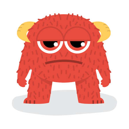 Cute Angry Red Halloween Monster Flat Design Illustrationのイラスト素材