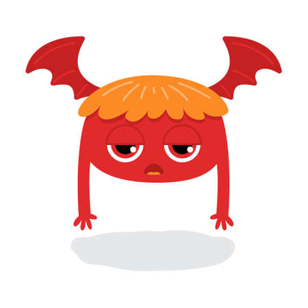 Cute Lazy Flying Halloween Monster Flat Design Illustrationのイラスト素材