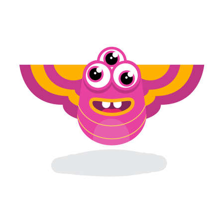 Cute Pinky Moth Halloween Monster Flat Design Illustrationのイラスト素材