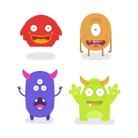 Monster Character Cute Design Bundle Vectorのイラスト素材