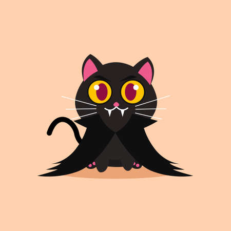 Vector Illustration for Halloween, Cute Black Cat Vampireのイラスト素材