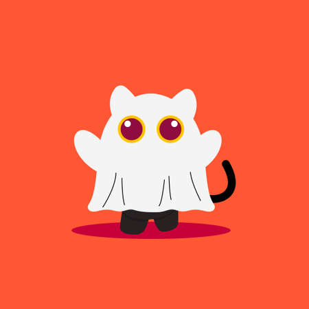 Vector Illustration for Halloween, Cute Ghost Black Catのイラスト素材