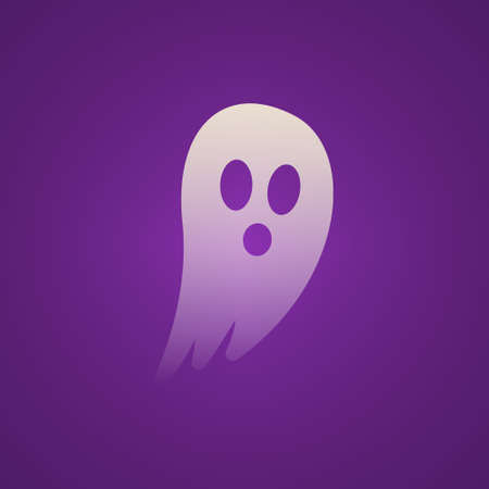 Halloween Transparent White Ghost Flying With Purple Background Illustration Mesh Vectorのイラスト素材