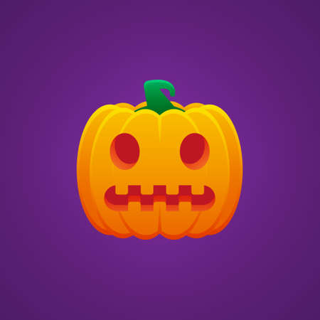 Halloween Jack O Lantern Pumpkin Expression Grimacing Emoticon Vector Designのイラスト素材