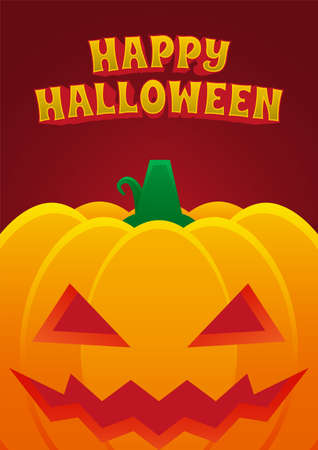 Halloween Event Poster Night Party Simple Evil Pumpkin With Text Effect and Red Background Vector Background Wallpaper Design Illustrationのイラスト素材