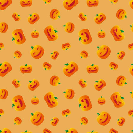 Halloween Pattern Jack O Lantern Pumpkin Smile Angry Vector Design Background Illustrationのイラスト素材