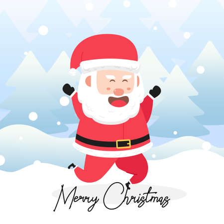 Happy Santa Claus with scene winter landscape.Cute Christmas Characterのイラスト素材