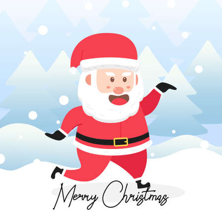Santa Claus dancing with scene winter landscape.Cute Christmas Characterのイラスト素材