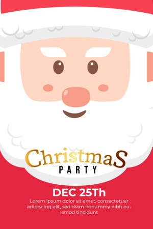 Christmas Party Poster with Santa Clause Face Background Flat Design Vectorのイラスト素材