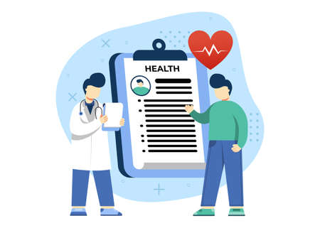 medicine and healthcare concept vector illustration. health examination, patient consultation, can use for web, homepage, mobile apps, web banner. character cartoon Illustration flat style.のイラスト素材