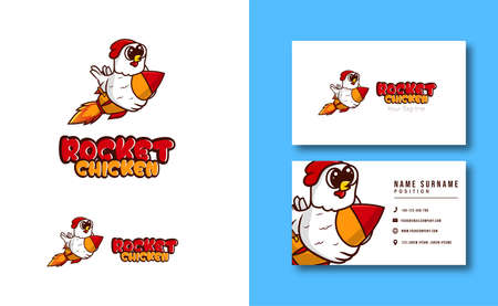 kawaii character mascot. cute Chicken Rocket mascot logo. adorable character. vector illustrationのイラスト素材