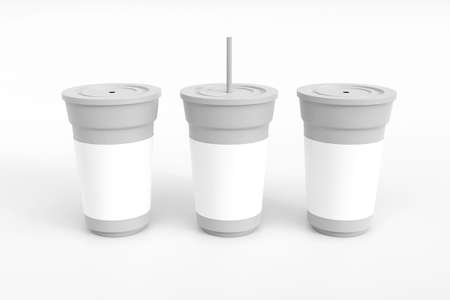Disposable cup mockup. Template for mock up your design. 3d illustrationの写真素材