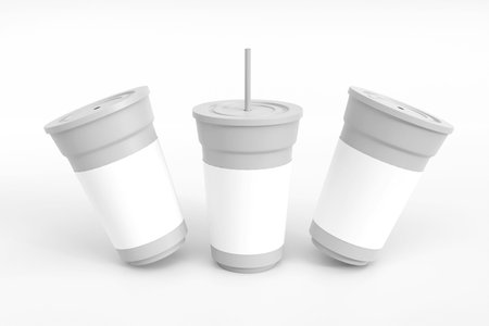 Disposable cup mockup. Template for mock up your design. 3d illustrationの写真素材