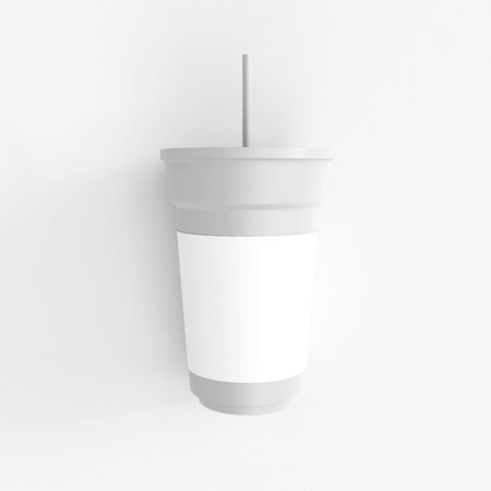 Disposable cup mockup. Template for mock up your design. 3d illustrationの写真素材