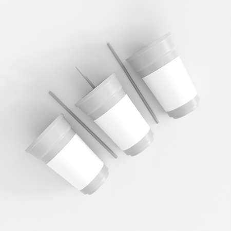 Disposable cup mockup. Template for mock up your design. 3d illustrationの写真素材