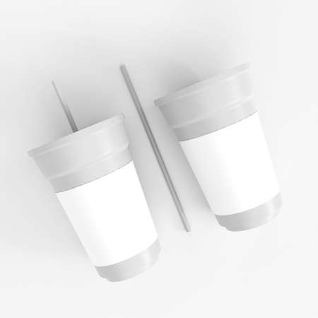 Disposable cup mockup. Template for mock up your design. 3d illustrationの写真素材