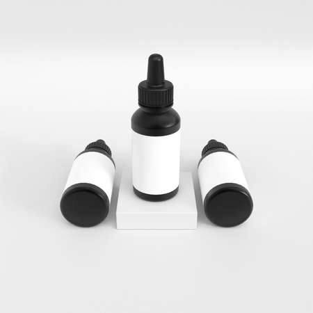 Dropper bottle mockup. Template for mock up your design. 3d illustrationの写真素材
