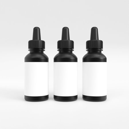 Dropper bottle mockup. Template for mock up your design. 3d illustrationの写真素材