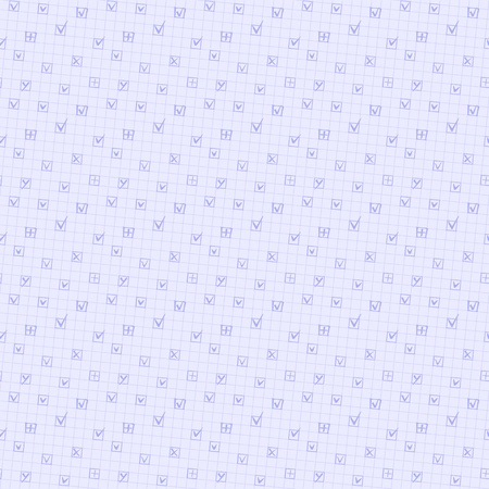 Seamless pattern of blue check boxes with ticks and yes signsのイラスト素材