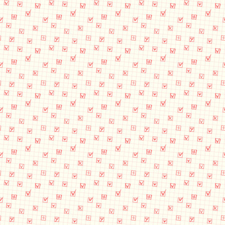 Seamless pattern of ballot boxes with red ticks and yes signsのイラスト素材
