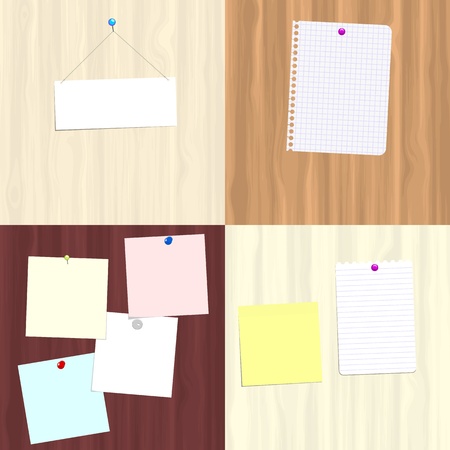 Wooden boards with attached notes for copy spaceのイラスト素材