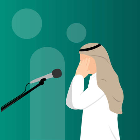 illustration vector graphic of muslim men doing adzan in mosqueのイラスト素材