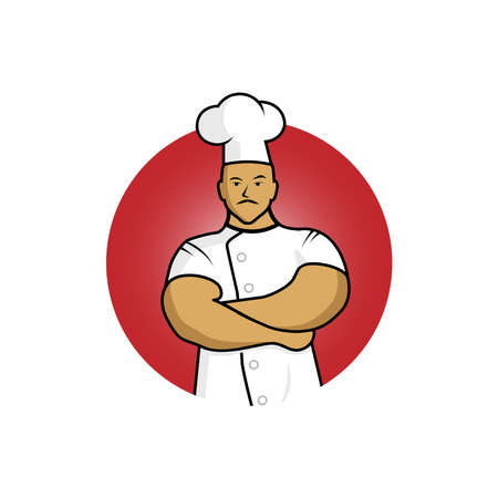 chef icon logo with big muscleのイラスト素材