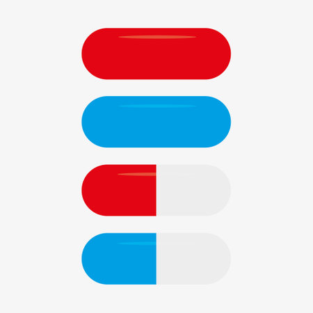 Set of red blue medical capsule pillのイラスト素材