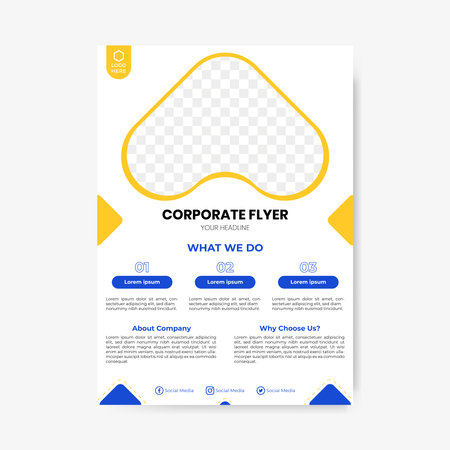 Corporate business flyer poster design. blue and yellow design good for your business or companyのイラスト素材