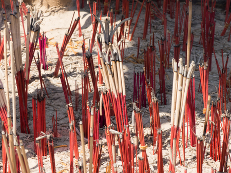 Incense smoke in pots with global warmingの写真素材