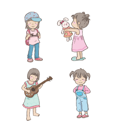 Cartoon Cute Little girl set 2の写真素材