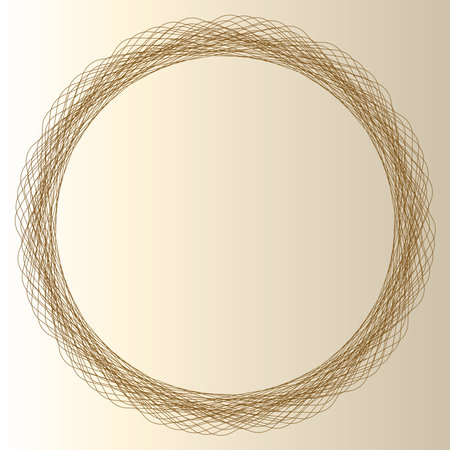 Elegant golden round frame with curly lines. Vector illustration.のイラスト素材