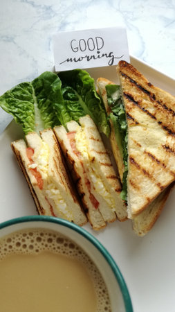 Early morning breakfast  with Egg sandwich