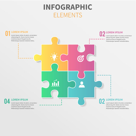 Puzzle piece infographics business template with four options.のイラスト素材