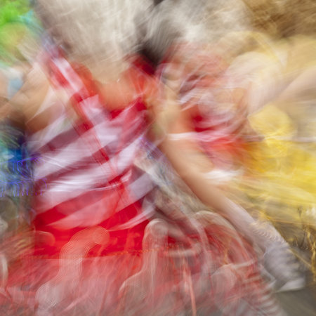 Blurred view of a carnival performanceの写真素材
