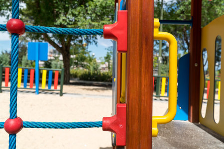 Close-up of playground detail in sunlight