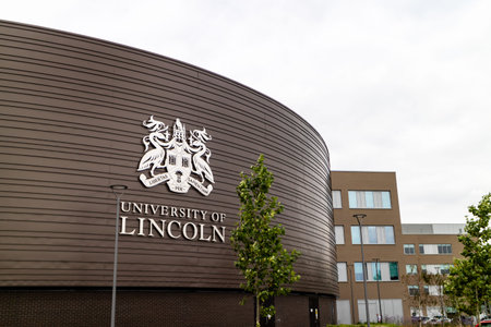 Lincoln, United Kingdom - 07/21/2018:  The University of Lincoln logo on one of the buildings