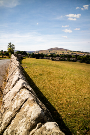 A view over the small English village of Reeth in the Yorkshire Dales in portrait orientationの写真素材
