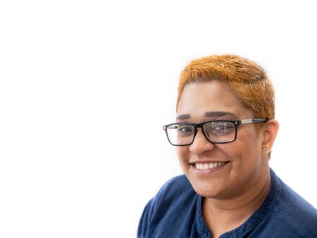 Portrait of an Indian lady with dyed hairの写真素材