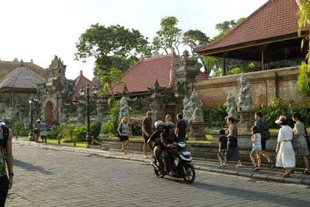 Ubud, Indonesia - 28 5 2019: Busy Balinese streets in Indonesiaのeditorial素材