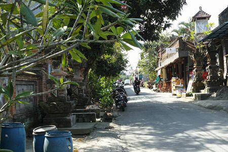 Ubud, Indonesia - 28 5 2019: Busy Balinese streets in Indonesiaのeditorial素材