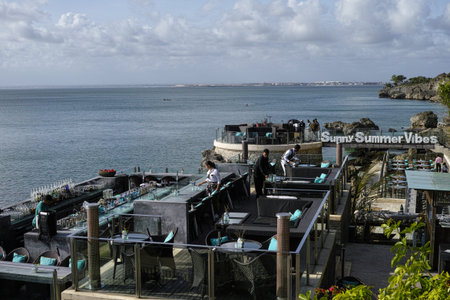 Bali, Indonesia - 31 5 2019: The famous Rock Bar in Bali with live music and great sunset viewsのeditorial素材