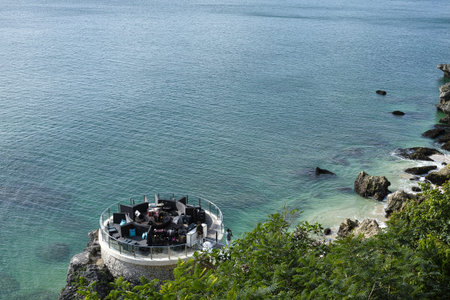 Bali, Indonesia - 31 5 2019: The famous Rock Bar in Bali with live music and great sunset views