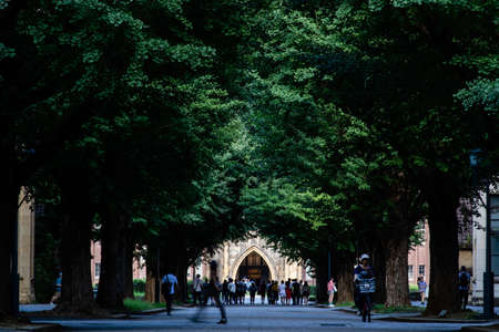 Tokyo, Japan - 9 8 19: The entrance leading up to the distinguished Tokyo Universityのeditorial素材