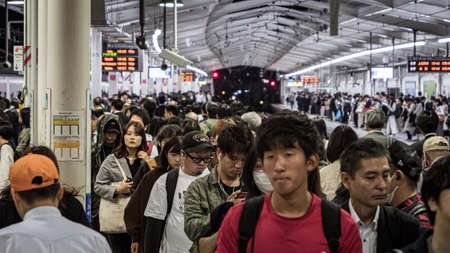 Tokyo, Japan - 10.11.19: A large crowd of commuters making their way through Seibu Shinjuku stationのeditorial素材