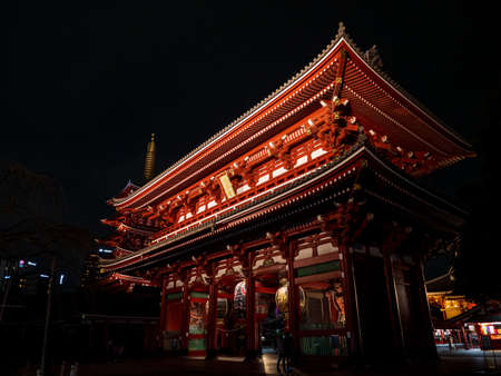 Tokyo, Japan - 24.2.20: Sensoji in the evening, with very few visitors presentのeditorial素材