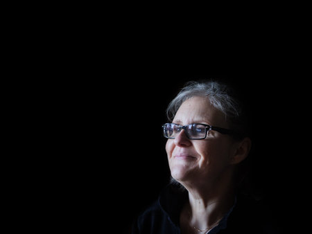 A beautiful middle aged lady posing for the cameraの写真素材
